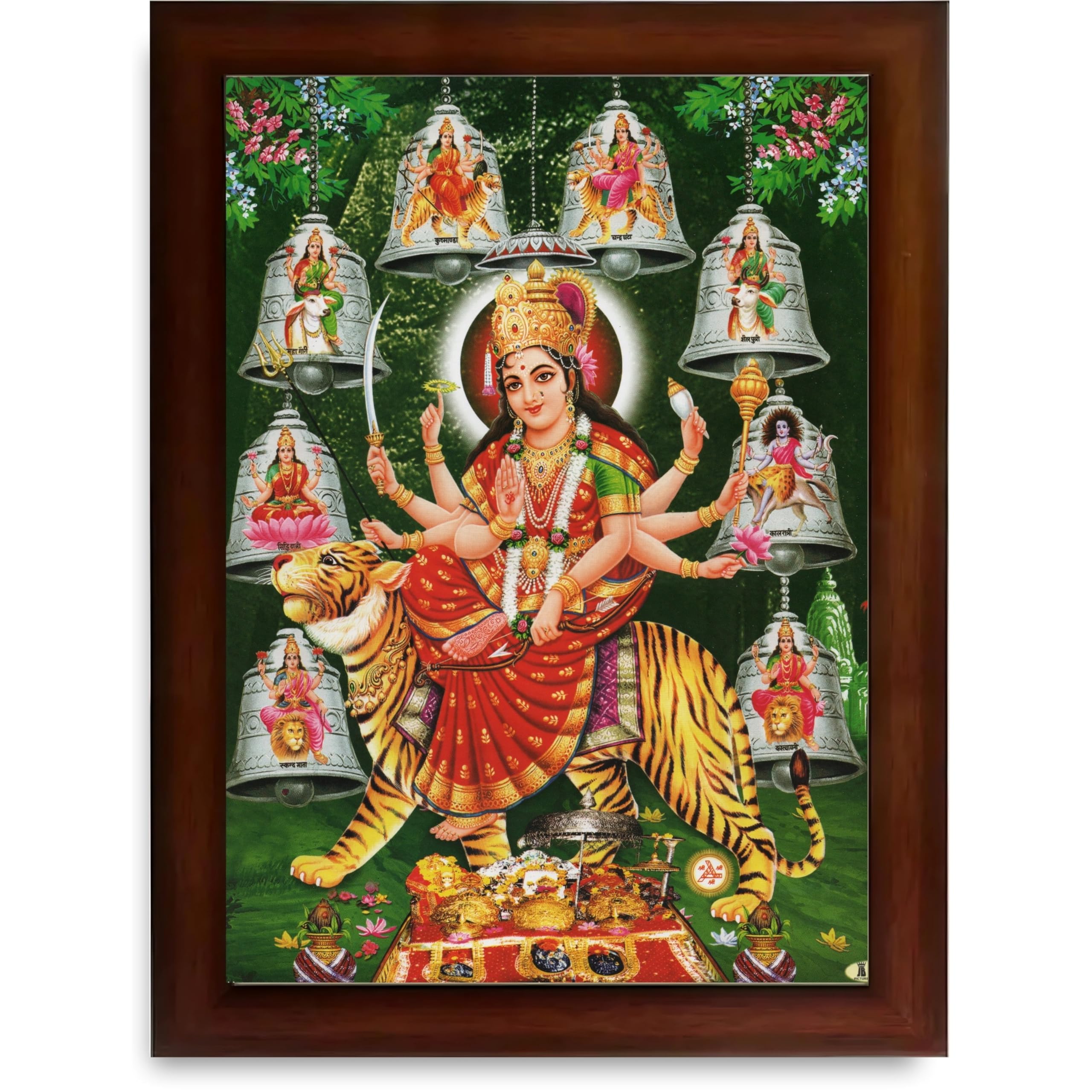 CRAFT QUEST Durga Maa Mata Goddess Nav Navadurga Navdurga Wall Painting Framed Home Decor