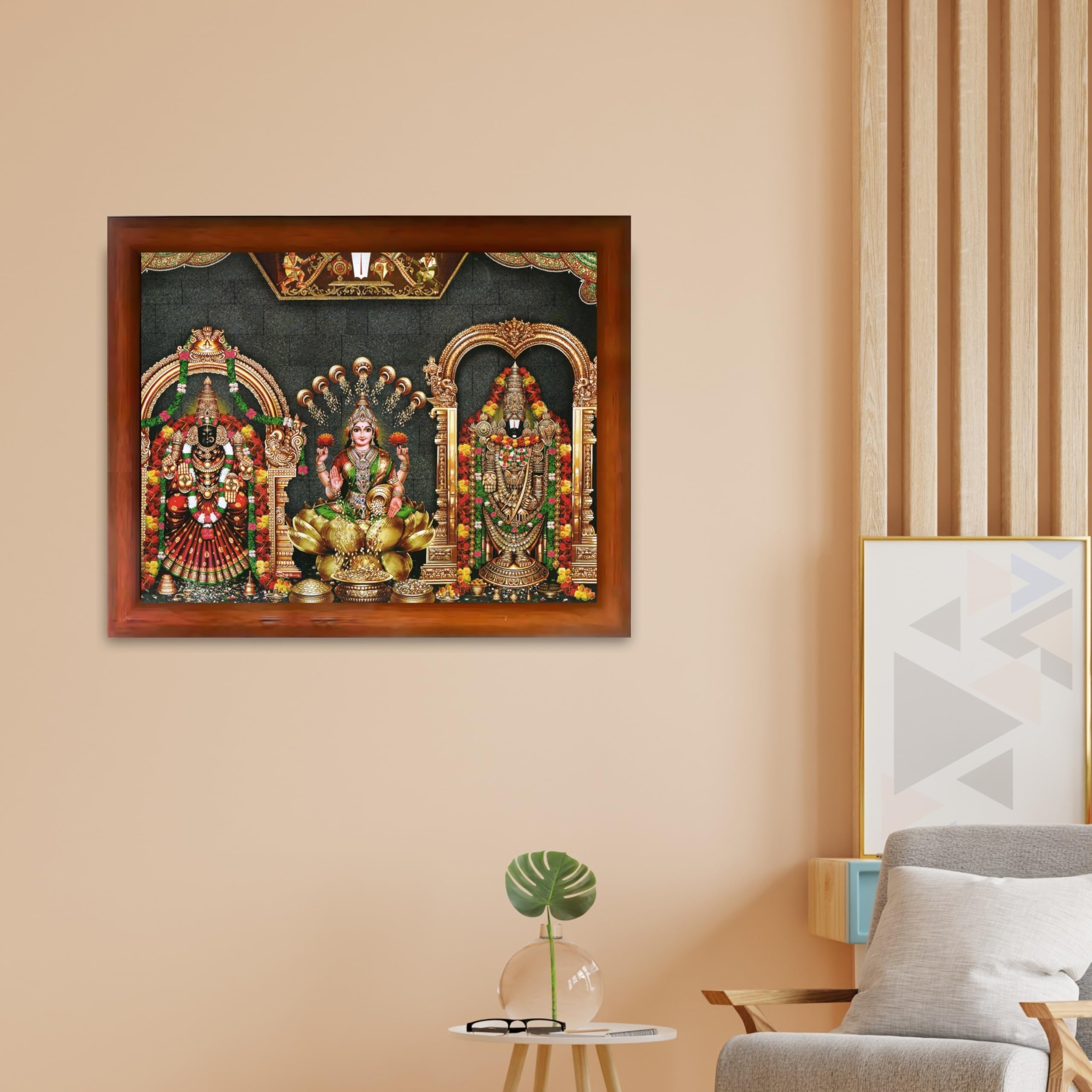 CRAFT QUEST Tirupati Balaji with Padmavati Venkateshwara; Wall Photo Frame | South God Frame for Home, Office, Temple & Gifting