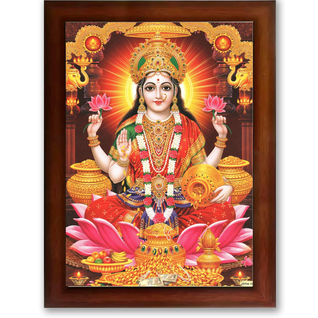CRAFT QUEST Goddess Lakshmi Devi Dhana Vaibhav Laxmi Maa Wall Painting Frame Home Decor