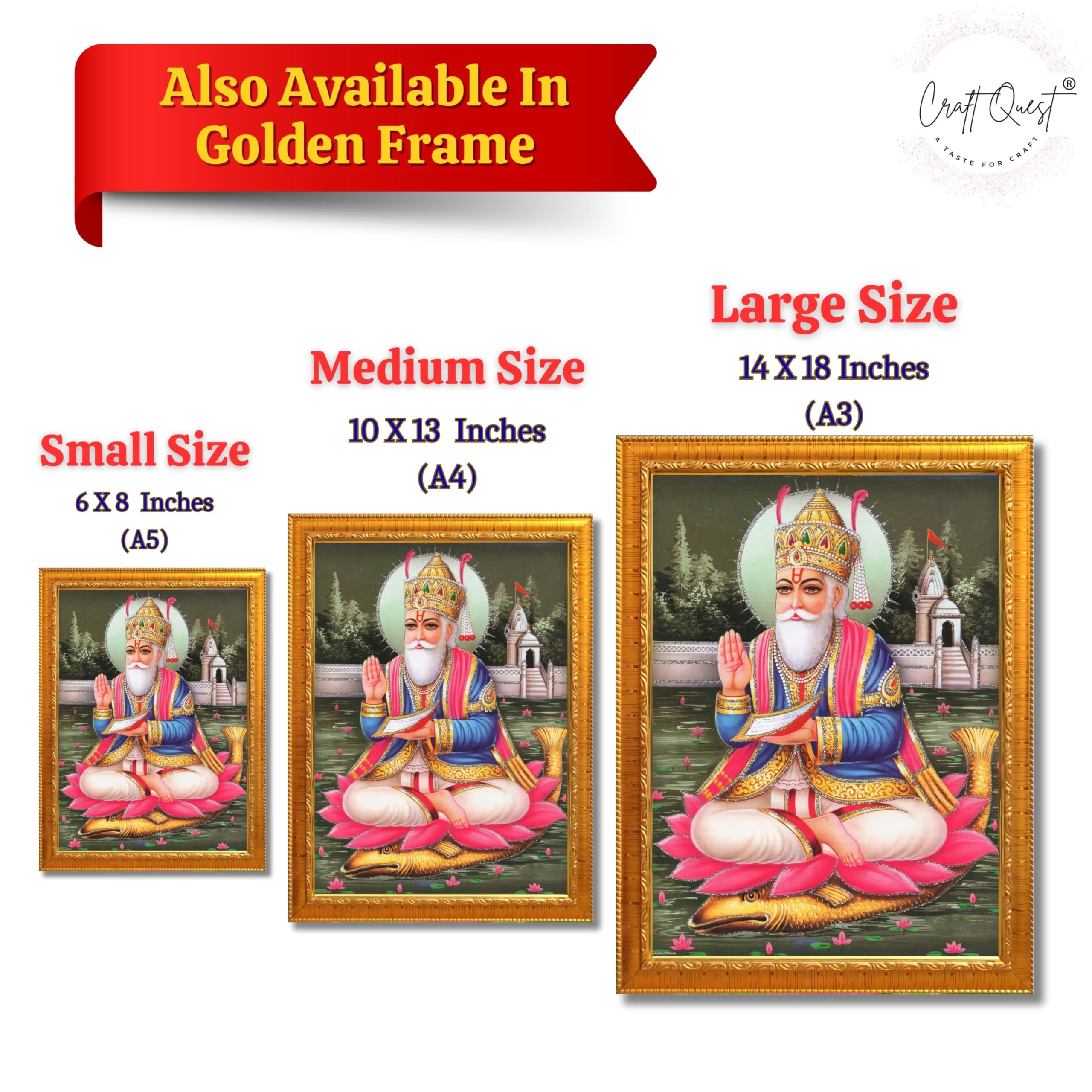 CRAFT QUEST Jhulelal Bhagwan Wall Painting Framed Home Decor