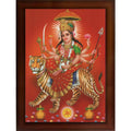 Craft Quest Durga maa photo with brown frame | God Religious Framed Painting (Large Size 14 X 10 Inches. Multicolour)