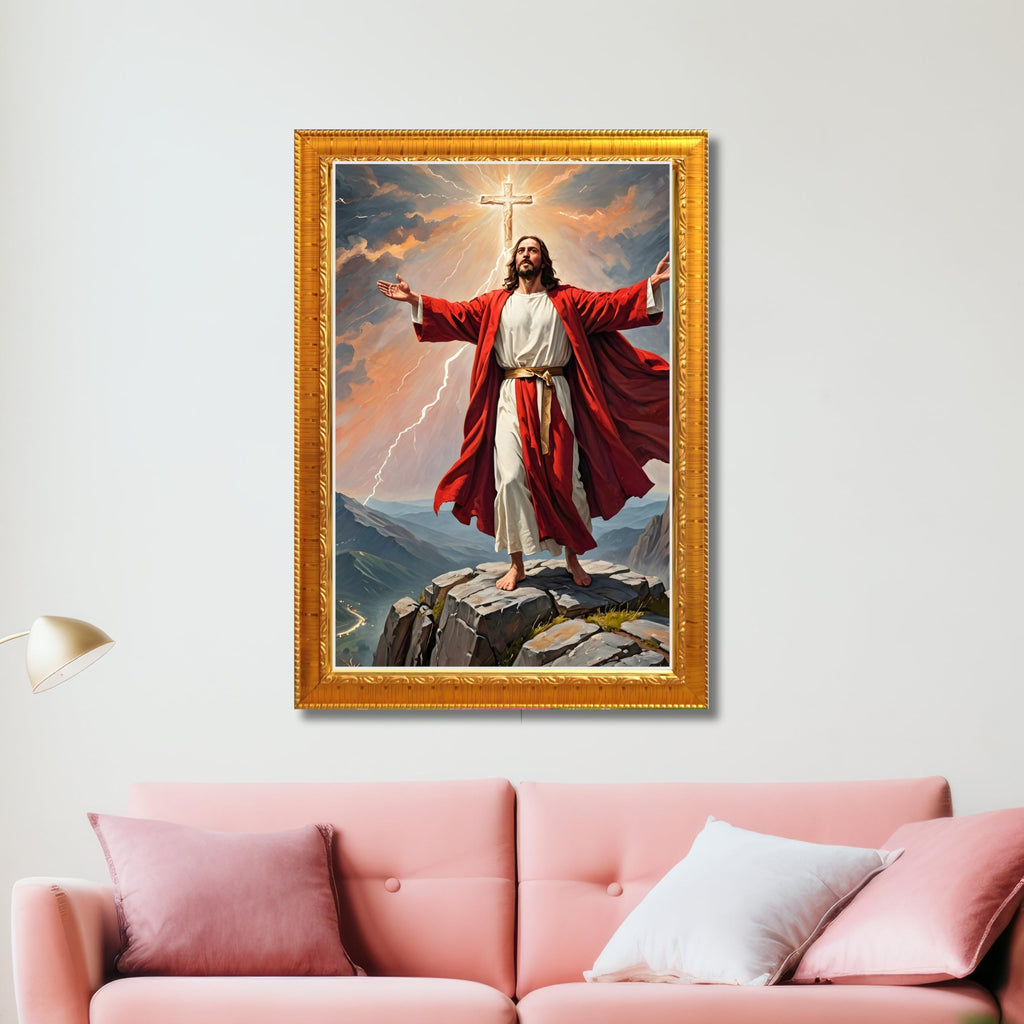 CRAFT QUEST Lord Jesus Christ Christmas Wall Artwork Photo Frame Spiritual Christian Wall Décor for Room