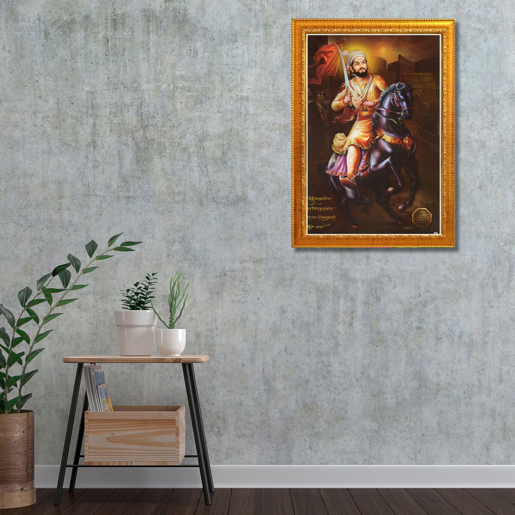 CRAFT QUEST Chhatrapati Shivaji Maharaj photo frame Home Decorative item with synthetic frame