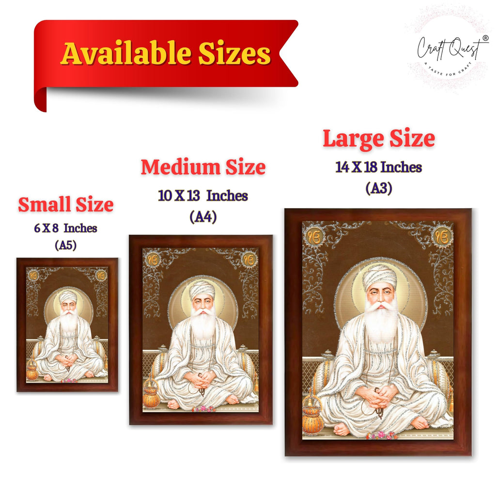 CRAFT QUEST Satnam Waheguru Ji Photo Frame Sikh Guru Photo for Home Decor Religious Painting Decorative Artwork Gift Frame