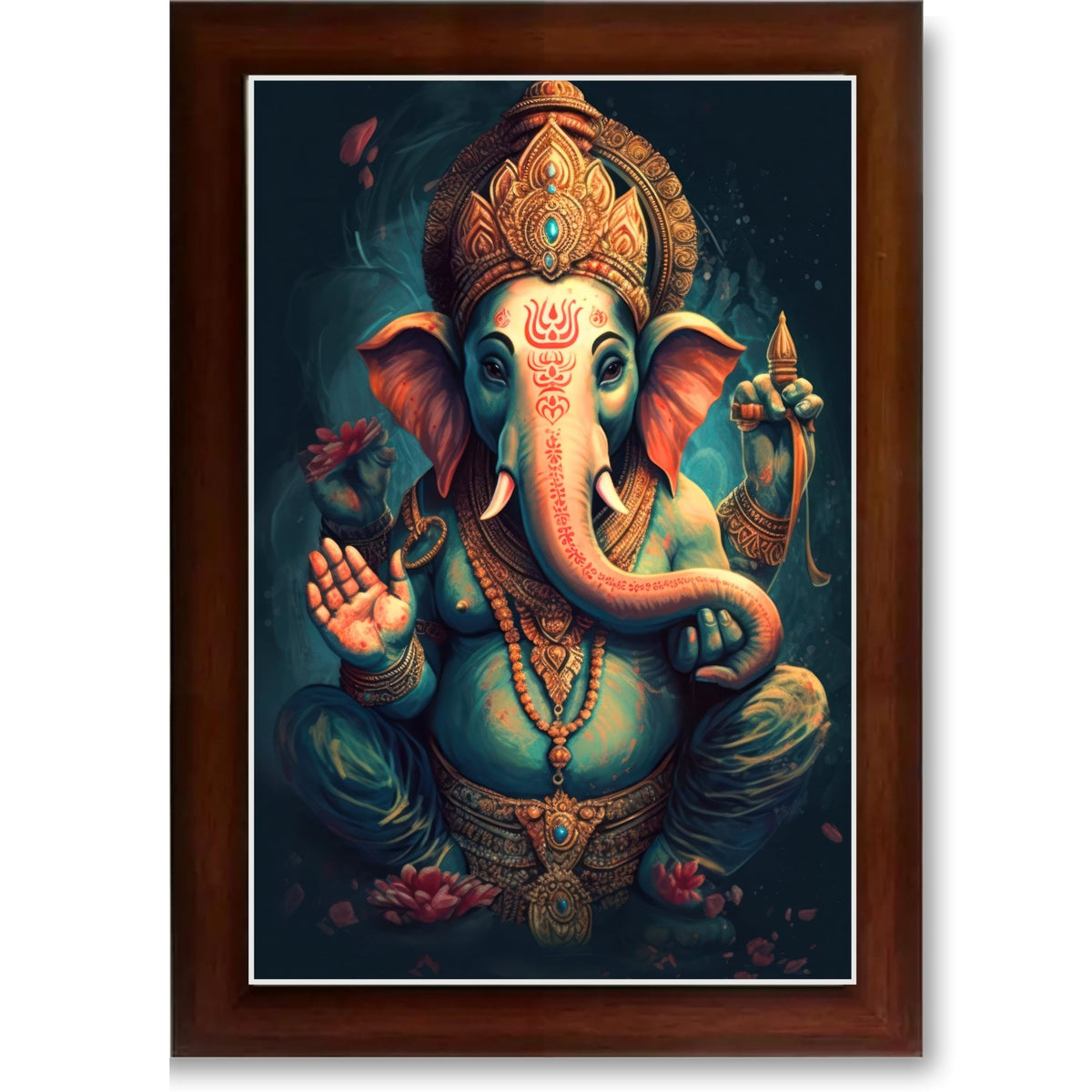 CRAFT QUEST God Ganpati Modern Wall Art Painting With Frame For Pooja, Home and Office Decor Item