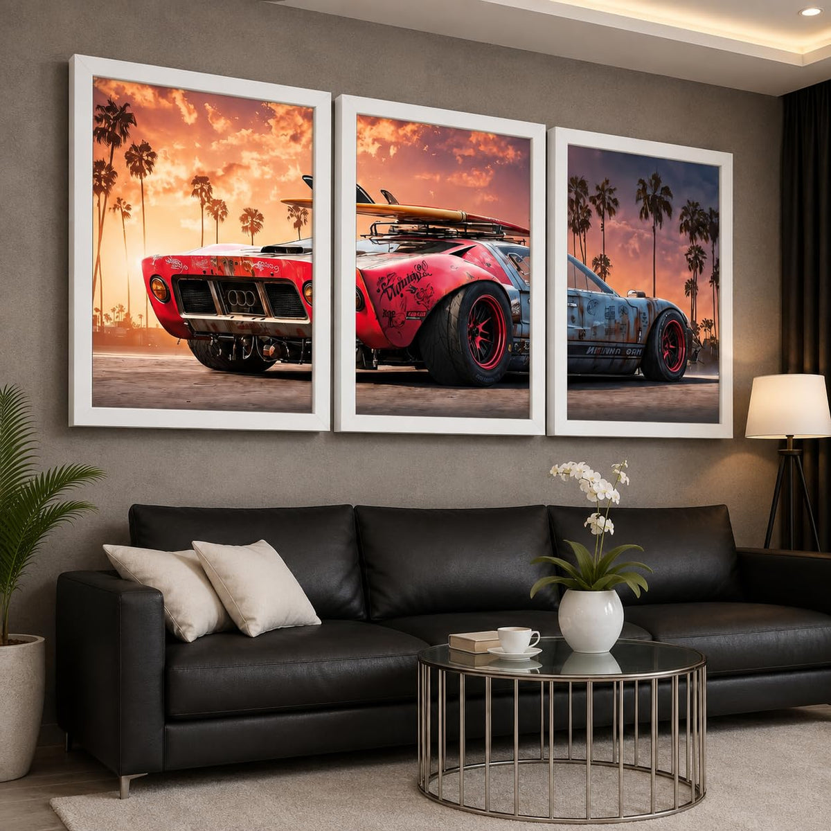 VENUXE ARTS Set Of 3 Big Sports Cars Framed Posters Gift Items for Boys Room Wall Decoration Bedroom Living Room Office Studio Décor | Car Poster Frame for Wall Décor