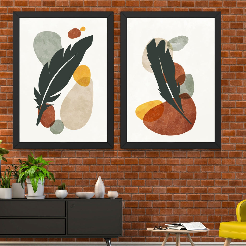 CRAFT QUEST Wall Art Decor Paintings | Set of 2 BOTONICAL Wall Art Frames for Home Decoration | Ideal for Living Room, Bedroom & Office
