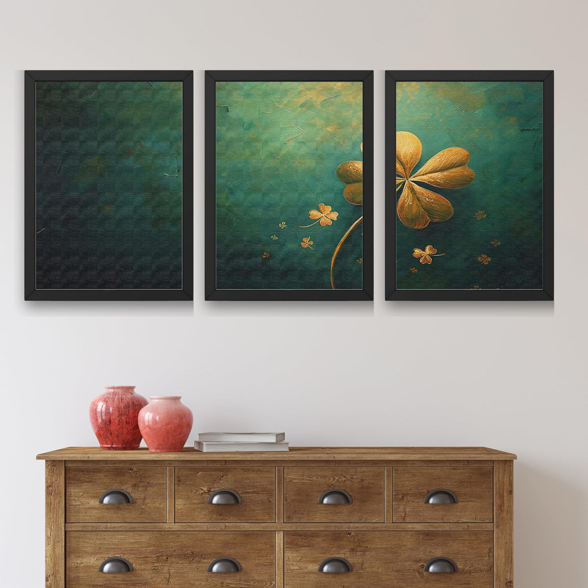 CRAFT QUEST Nature Inspired Flowers & Leaves Wall Art | Set of 3 Frames for Home Decoration | Ideal for Living Room, Bedroom & Offices