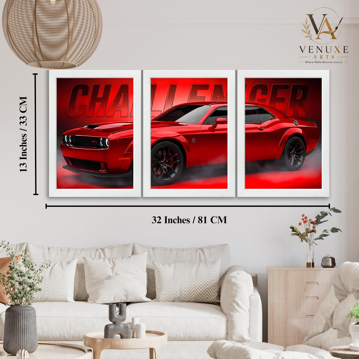 VENUXE ARTS Set Of 3 Big Sports Cars Framed Posters Gift Items for Boys Room Wall Decoration Bedroom, Living Room, Office, Studio Décor | Car Poster Frame for Wall Décor