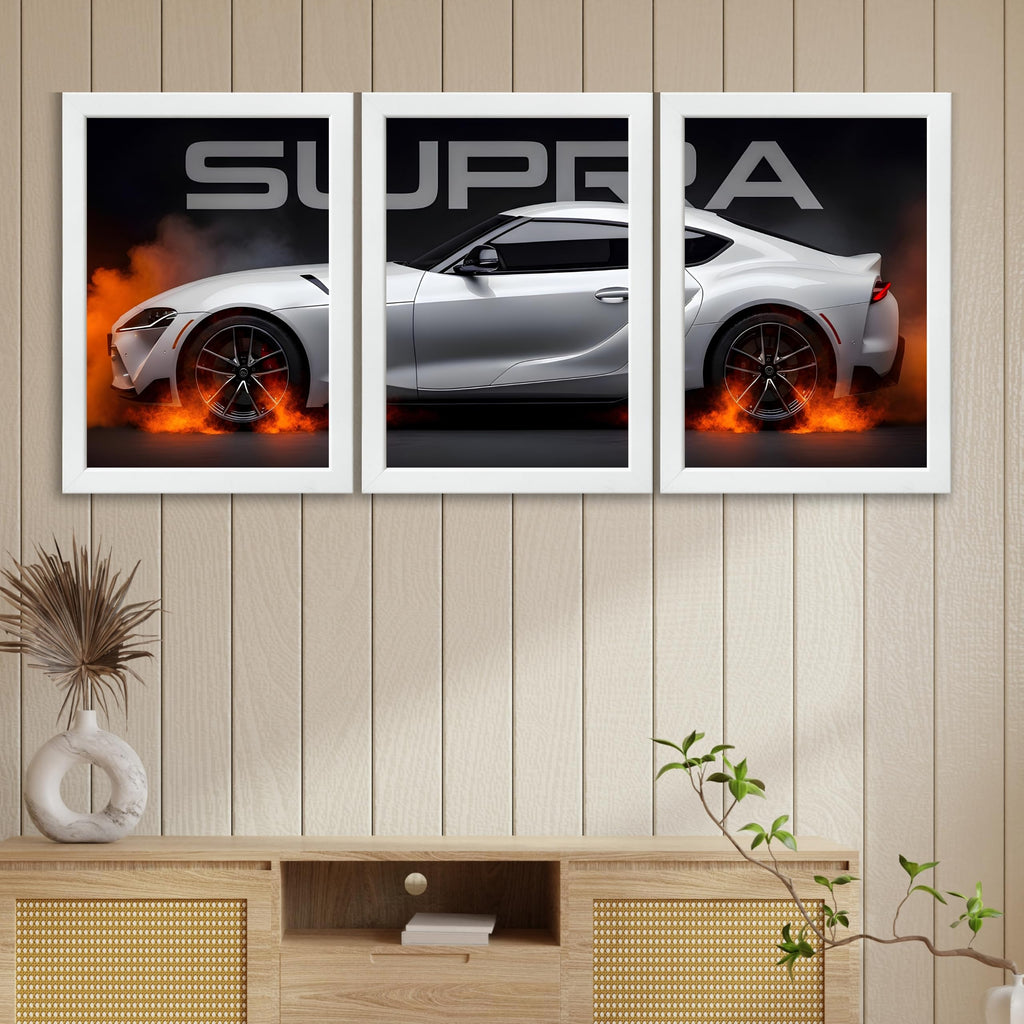 VENUXE ARTS Set Of 3 Big Sports Cars Framed Posters Gift Items for Boys Room Wall Decoration Bedroom Living Room Office Studio Décor | Car Poster Frame for Wall Décor