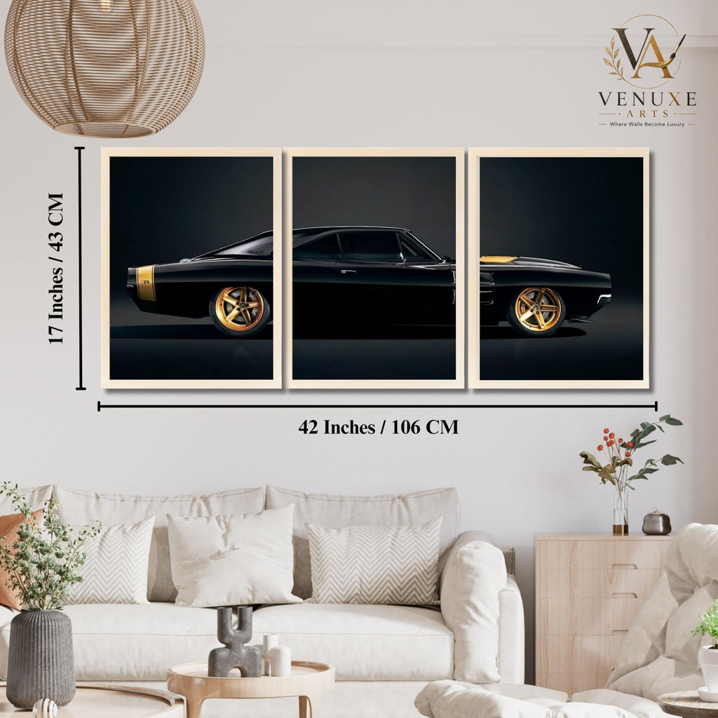 VENUXE ARTS Set Of 3 Big Sports Cars Framed Posters Gift Items for Boys Room Wall Decoration Bedroom Living Room Office Studio Décor | Car Poster Frame for Wall Décor