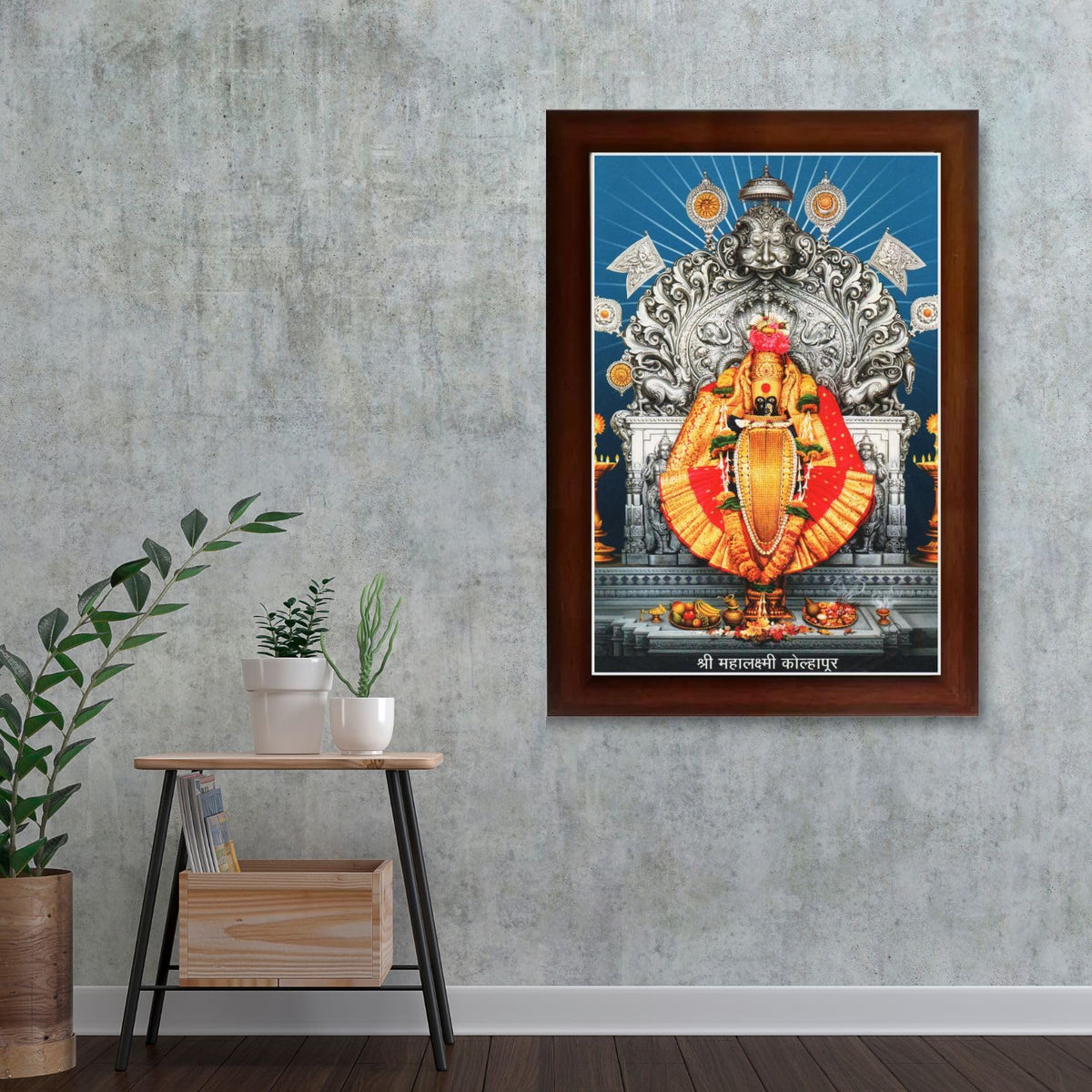 CRAFT QUEST Goddess MahaLakshmi Devi Kolhapur Wall Painting Frame with Acrylic glass Home Decor