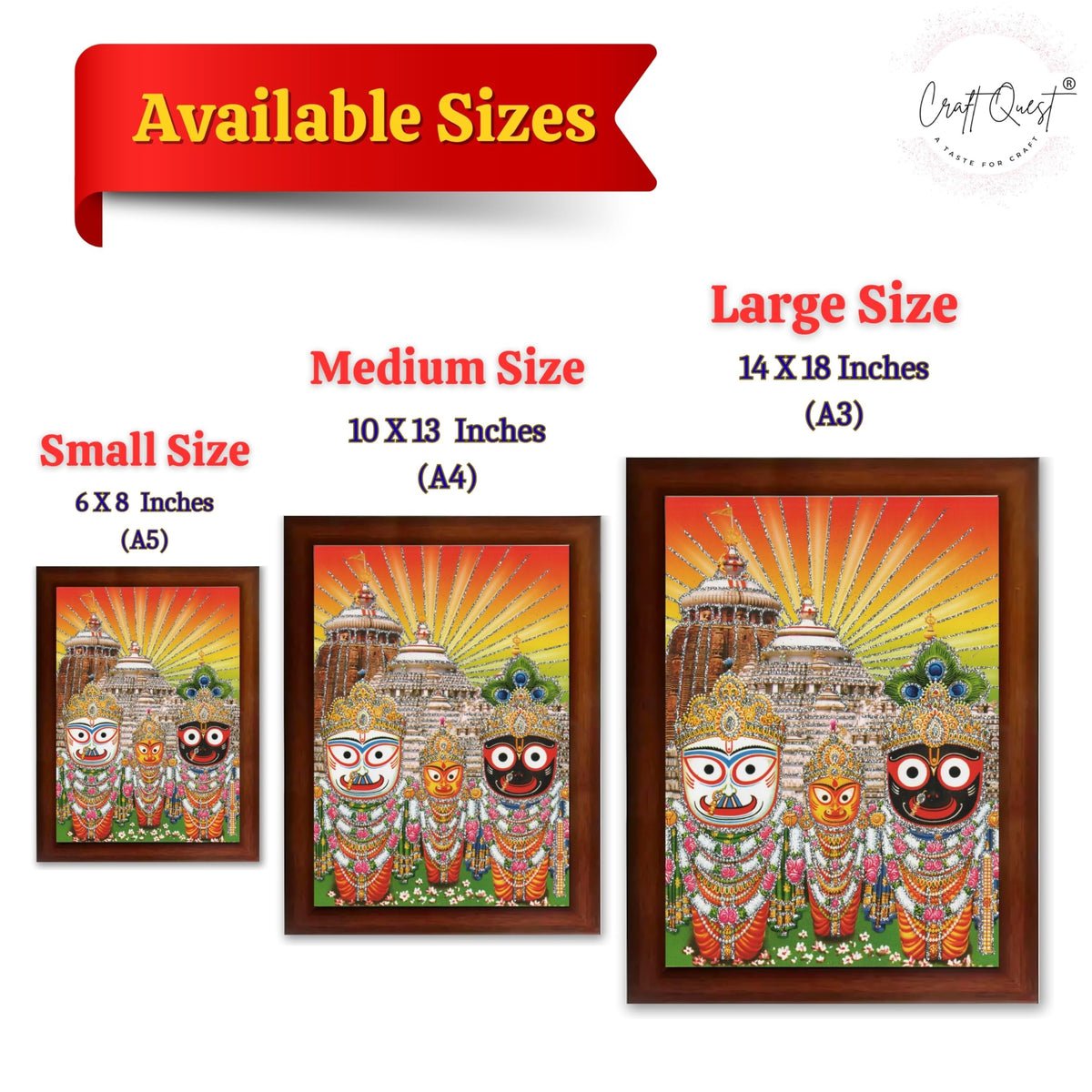 CRAFT QUEST Jai Jagannath Wall Hanging Photo Frame for Pooja Room, Hindu Spiritual Frame for Home, God Temple Decor Gift Item