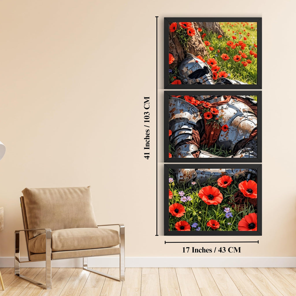 VENUXE ARTS Set Of 3 Anime Characters Wall Framed |Anime Characters Framed Poster for Living Room Bedroom Gaming Room Studio Wall Decor