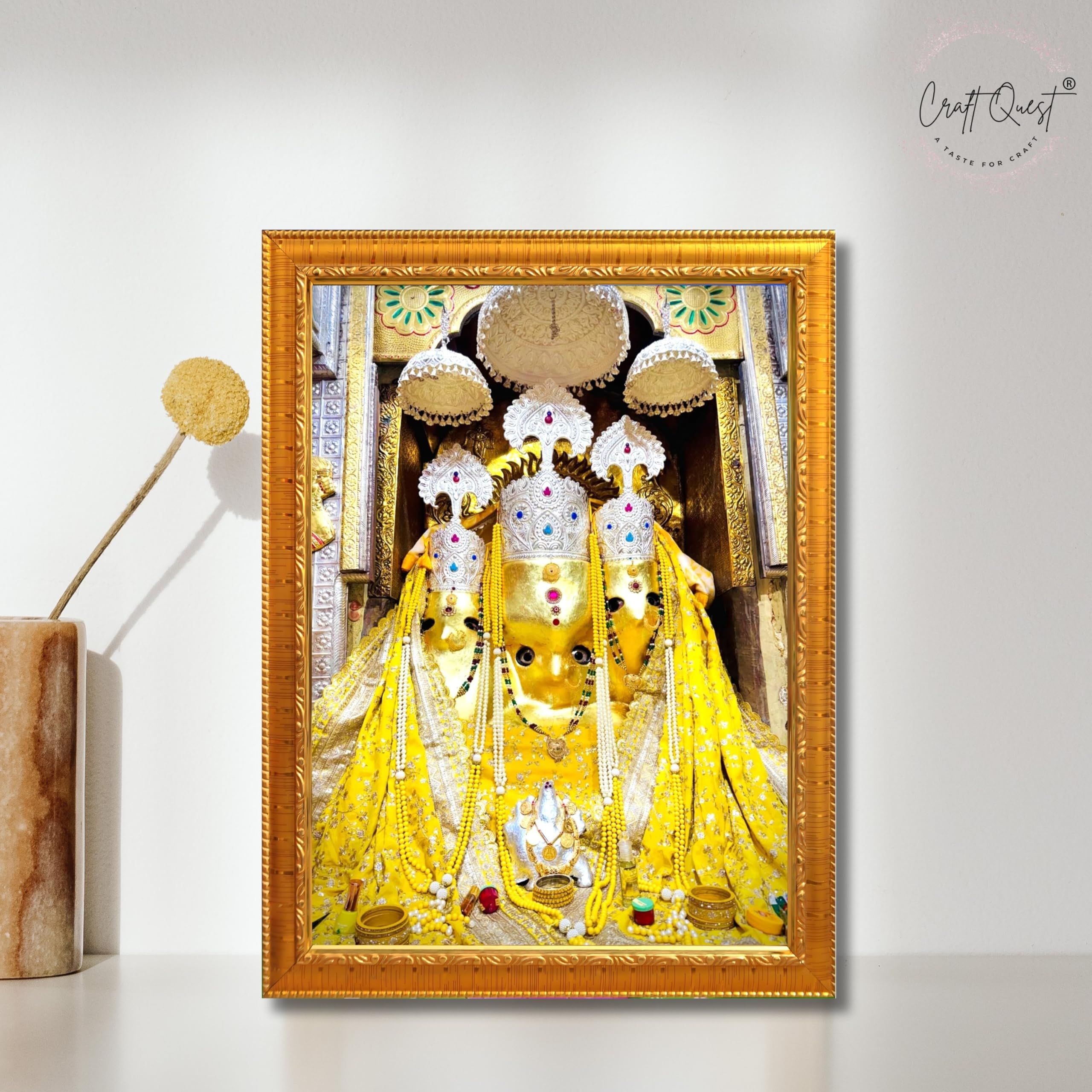CRAFT QUEST Baglamuklhi maa/mata wodden Religious Photo Frame for Home, Office