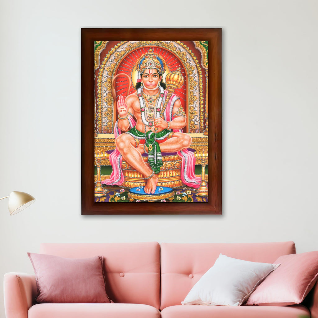 CRAFT QUEST Hanuman JI | Bajrangbali Religious Photo frame Decorative Item Synthetic frame