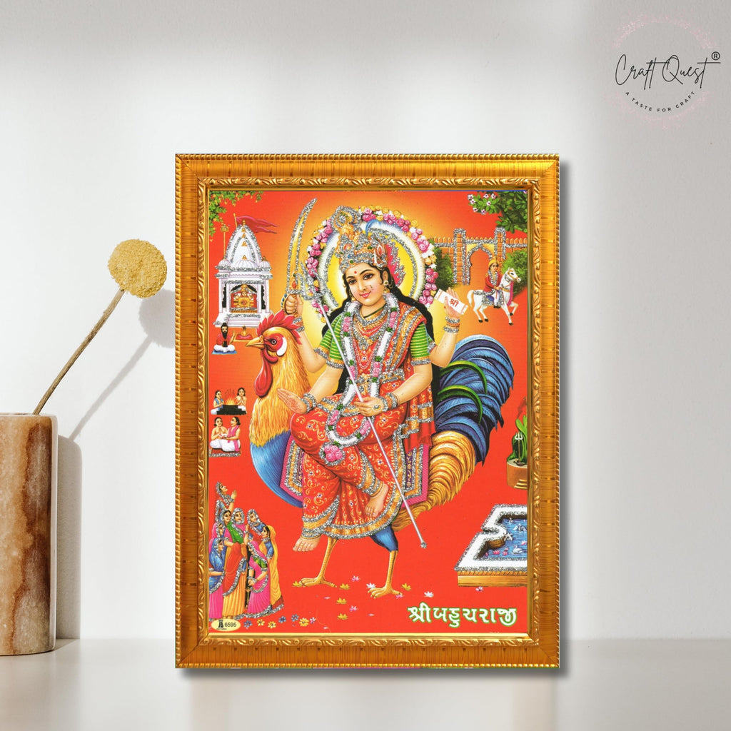 CRAFT QUEST Bahuchar Maa Mata Bahuchara Bahucharaji Wall Painting Framed Home Décor