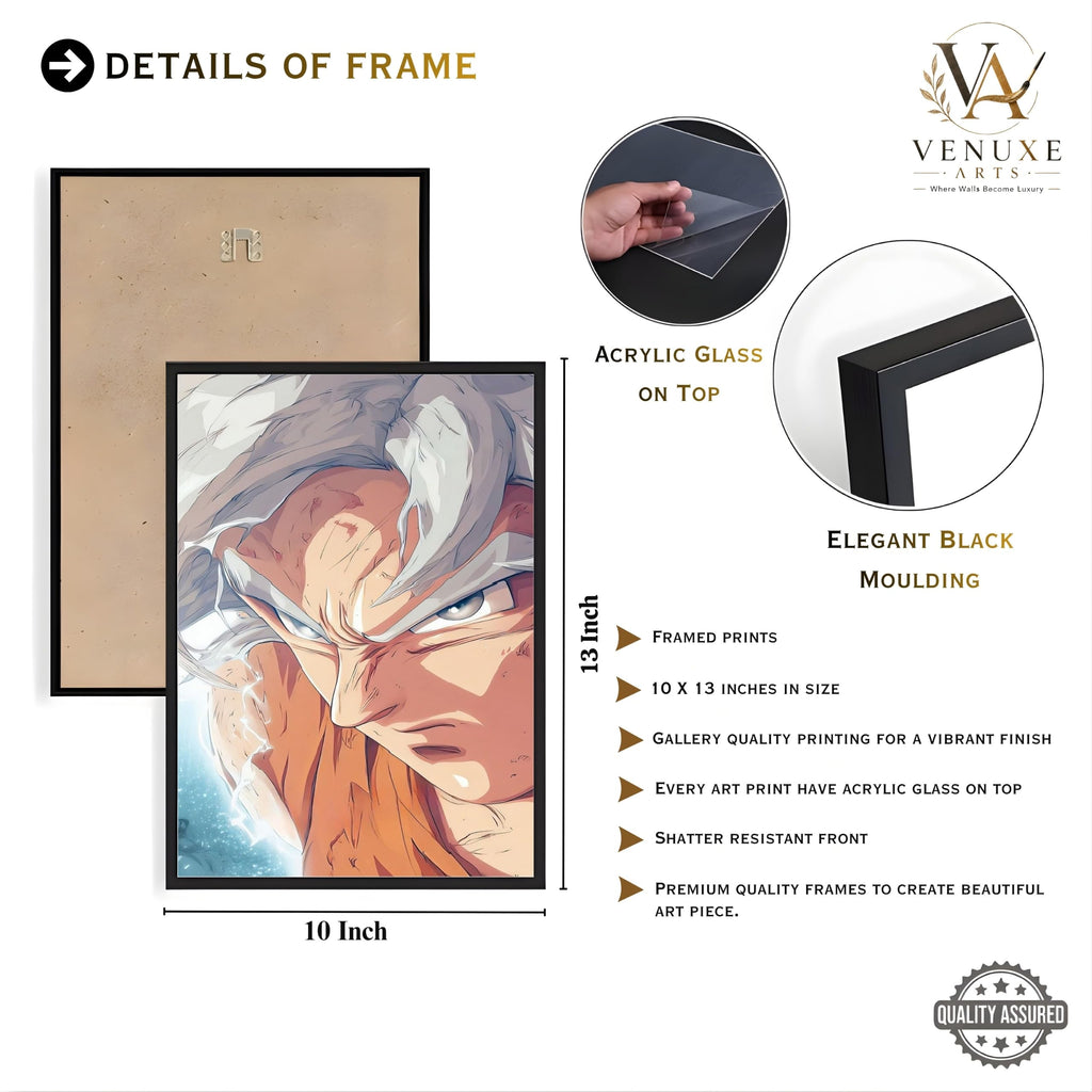 VENUXE ARTS Set Of 3 Anime Characters Wall Framed |Anime Characters Framed Poster for Living Room Bedroom Gaming Room Studio Wall Decor