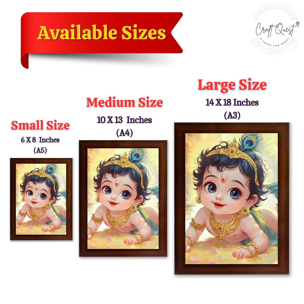 CRAFT QUEST Shri Bal Gopal Painting | Baby Krishna Photo Frame | Walls, Home, Living Room and Home Décor