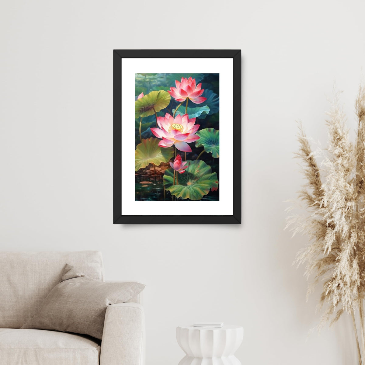 CRAFT QUEST Lotus Photo Frame Wall Vastu,Lotus Flower, Kamal Phool Painting for Vastu | Paintings for Home Decoration, Living room, and Office Décor