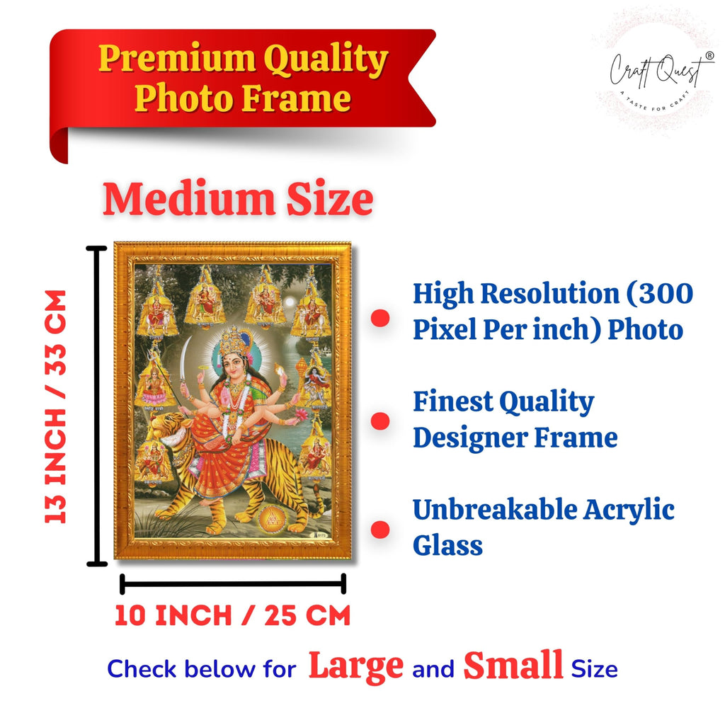 CRAFT QUEST Durga Maa Nav Navdurga Wall Painting Framed Home and Pooja,Office Decor Items