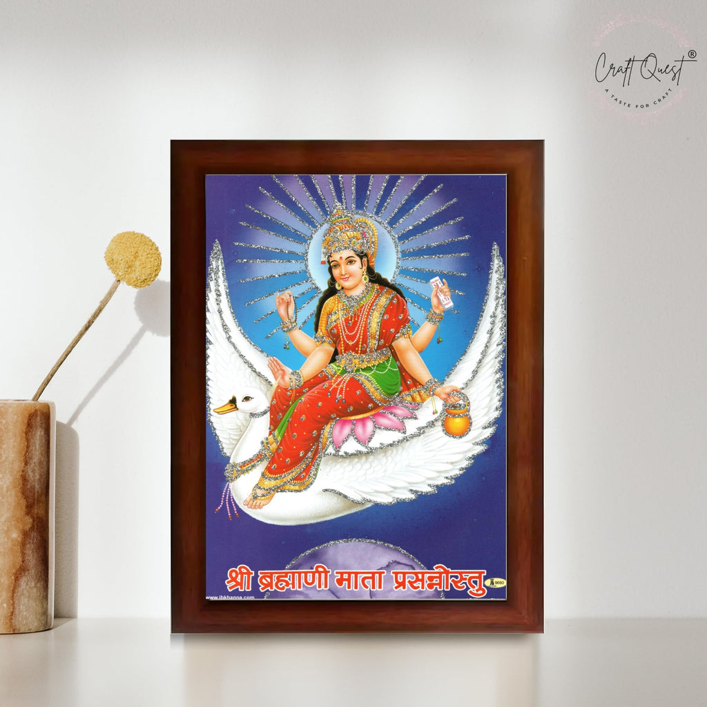 CRAFT QUEST Brahmani Maa Mata Mataji Wall Painting Framed Home Decor wooden framed