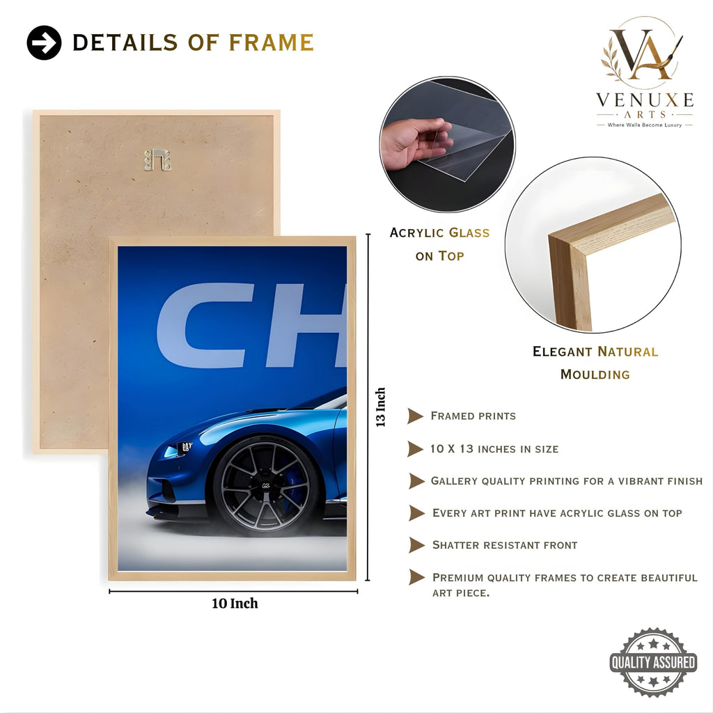 VENUXE ARTS Set Of 3 Big Sports Cars Framed Posters Gift Items for Boys Room Wall Decoration Bedroom, Living Room, Office, Studio Décor | Car Poster Frame for Wall Décor