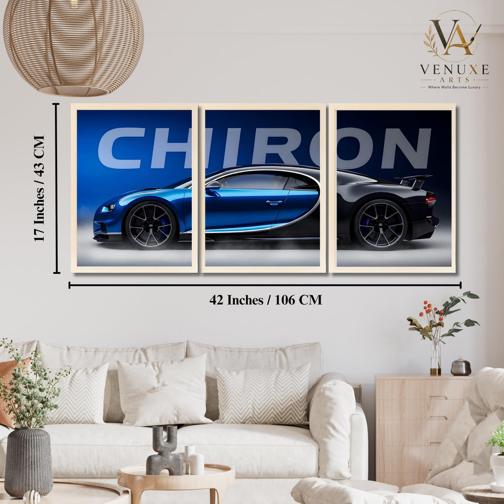 VENUXE ARTS Set Of 3 Big Sports Cars Framed Posters Gift Items for Boys Room Wall Decoration Bedroom, Living Room, Office, Studio Décor | Car Poster Frame for Wall Décor