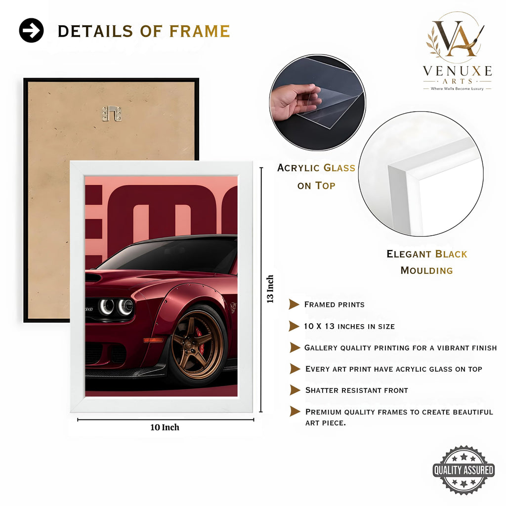 VENUXE ARTS Set Of 3 Big Sports Cars Framed Posters Gift Items for Boys Room Wall Decoration Bedroom Living Room Office Studio Décor | Car Poster Frame for Wall Décor