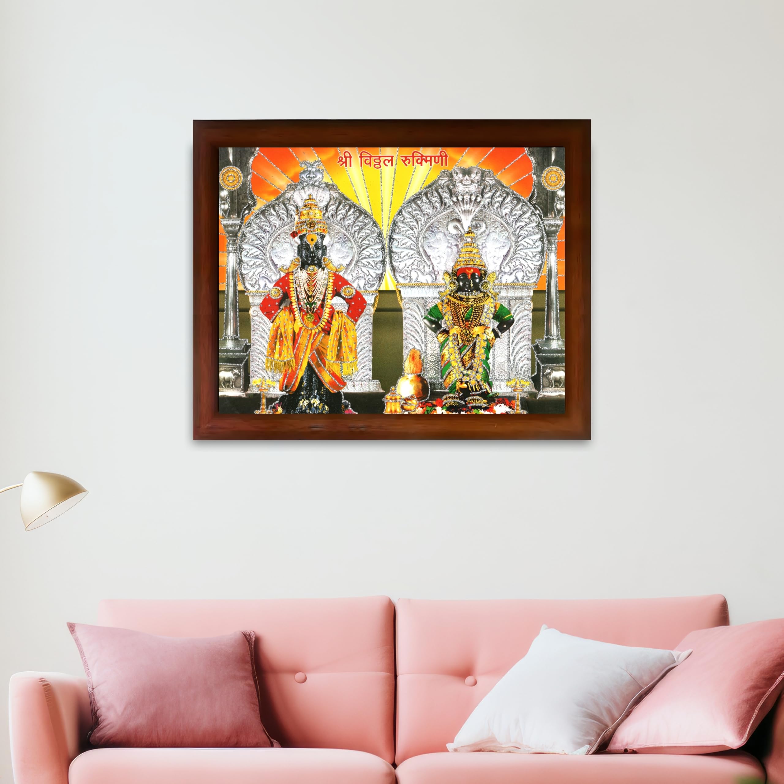 CRAFT QUEST Shri Vitthal Rukmini Photo Frame with Acrylic Sheet Wall Hanging/Gift/Temple/puja Room/Home Decor Frame