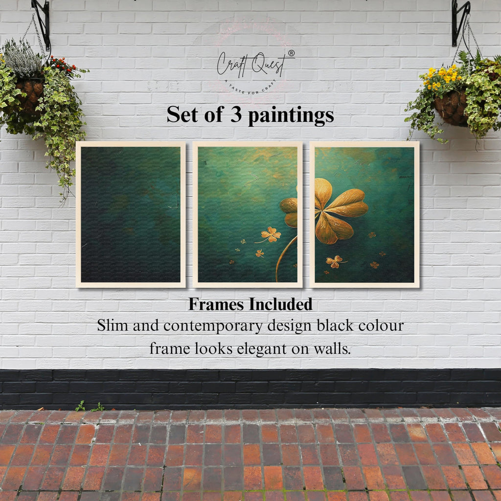 CRAFT QUEST Nature Inspired Flowers & Leaves Wall Art | Set of 3 Frames for Home Decoration | Ideal for Living Room, Bedroom & Offices