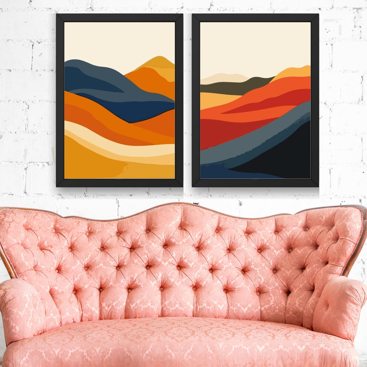CRAFT QUEST Set of 2 piece Wall Art poster Frame Painting for Wall Decoration With Acrylic Glass, living room, Home Office, Restraunt