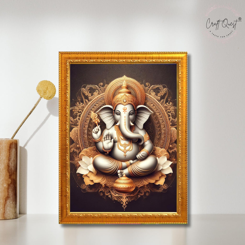 CRAFT QUEST Ganesh Ganesha Ganesh God Frame for Pooja Room & Wall Decor