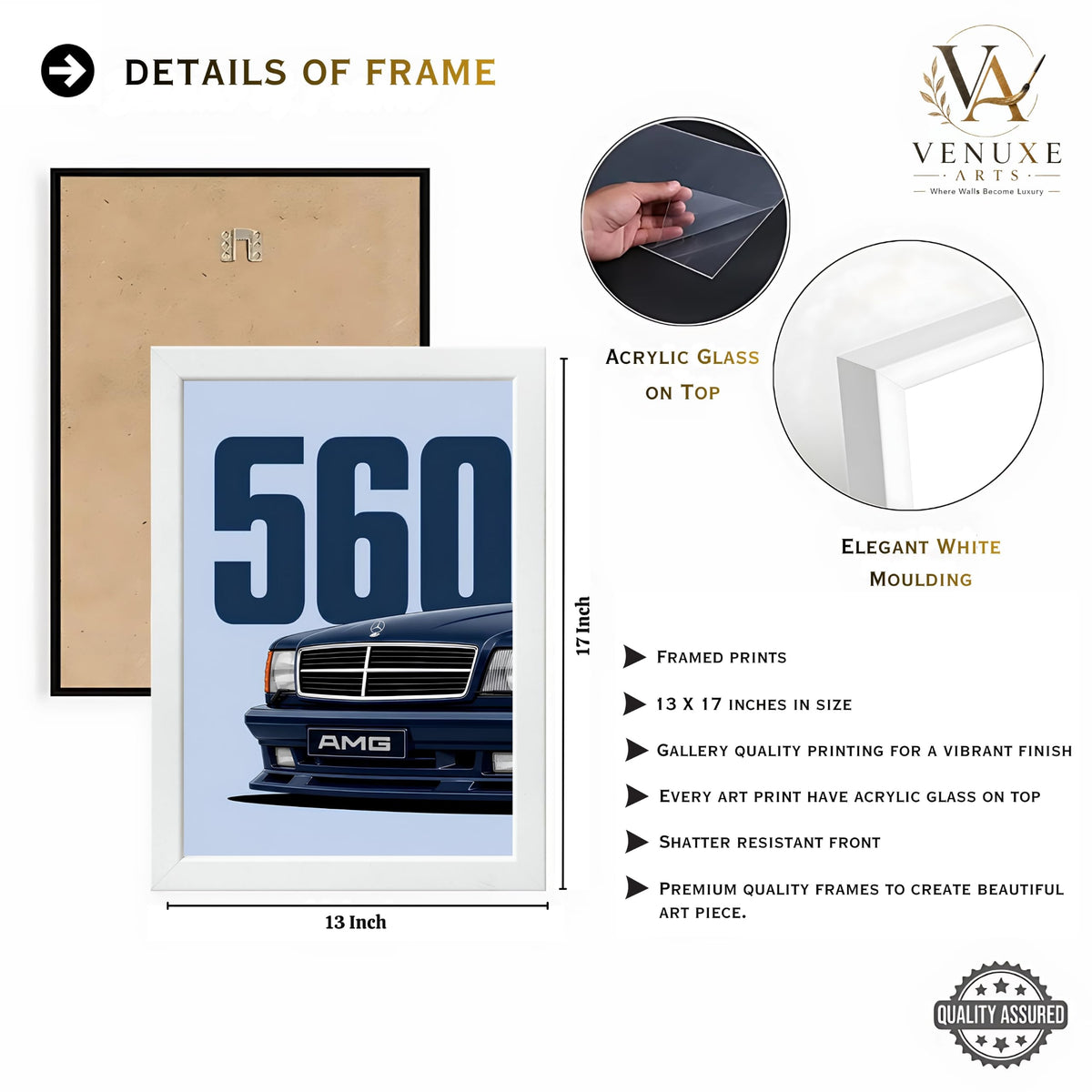 VENUXE ARTS Set Of 3 Big Sports Cars Framed Posters Gift Items for Boys Room Wall Decoration Bedroom Living Room Office Studio Décor | Car Poster Frame for Wall Décor