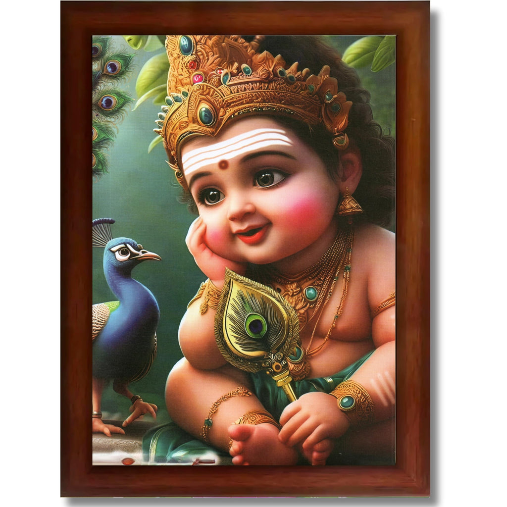 CRAFT QUEST Lord Murugan Photo Frame for Pooja Room - Kartikeya, Subramanya Swamy, Balamurugan Wall Decor | Religious Hindu God Picture Frame for Home, Office, Temple & Gifting