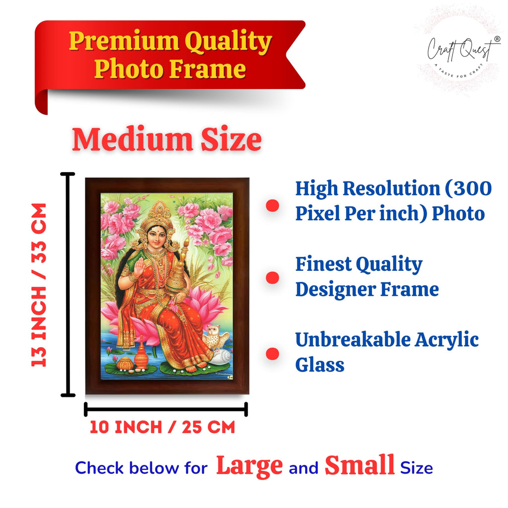 CRAFT QUEST Goddess Lakshmi Devi Dhana Vaibhav Laxmi Maa Wall Painting Framed Home Decor