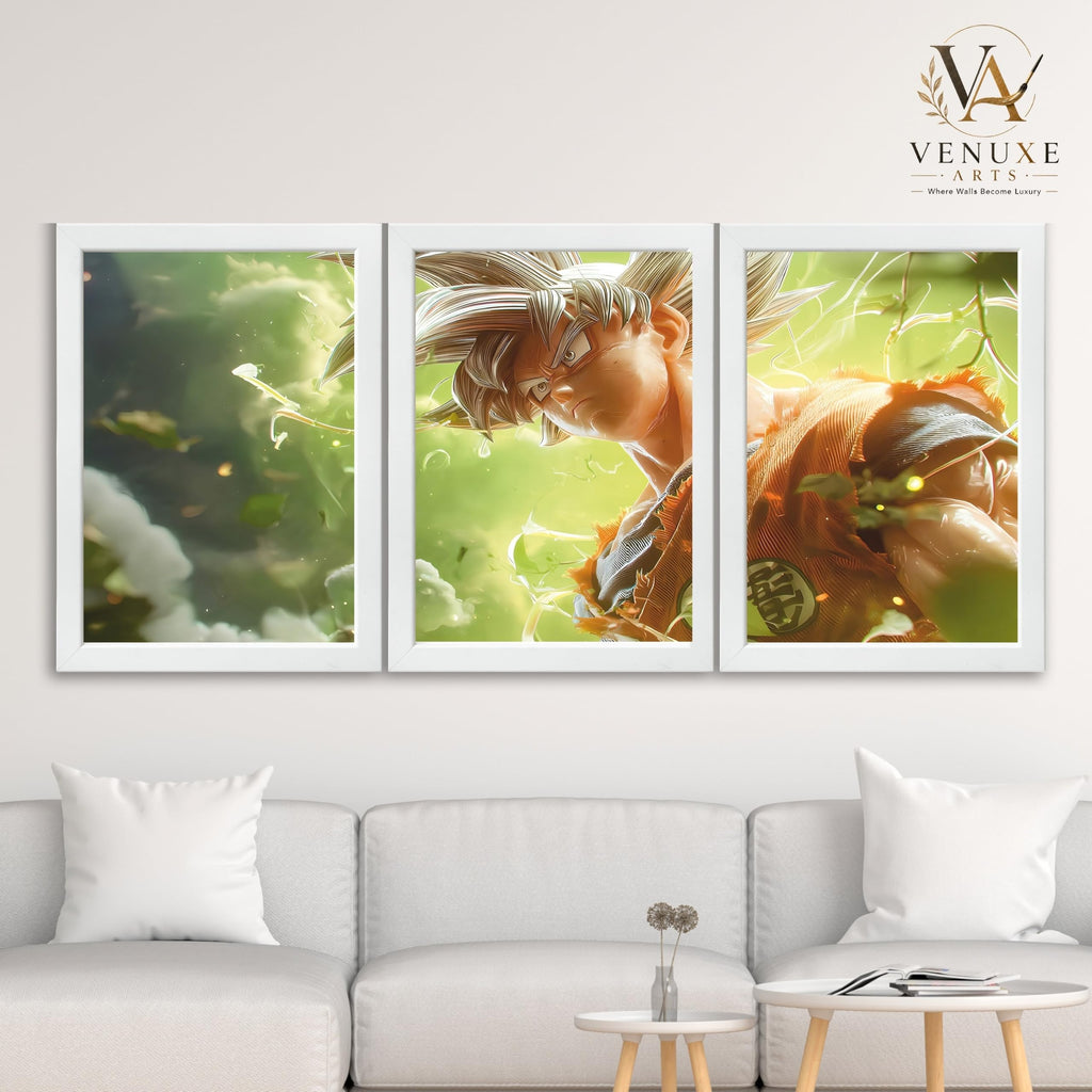 VENUXE ARTS Set Of 3 Anime Characters Wall Framed |Anime Characters Framed Poster for Living Room Bedroom Gaming Room Studio Wall Decor