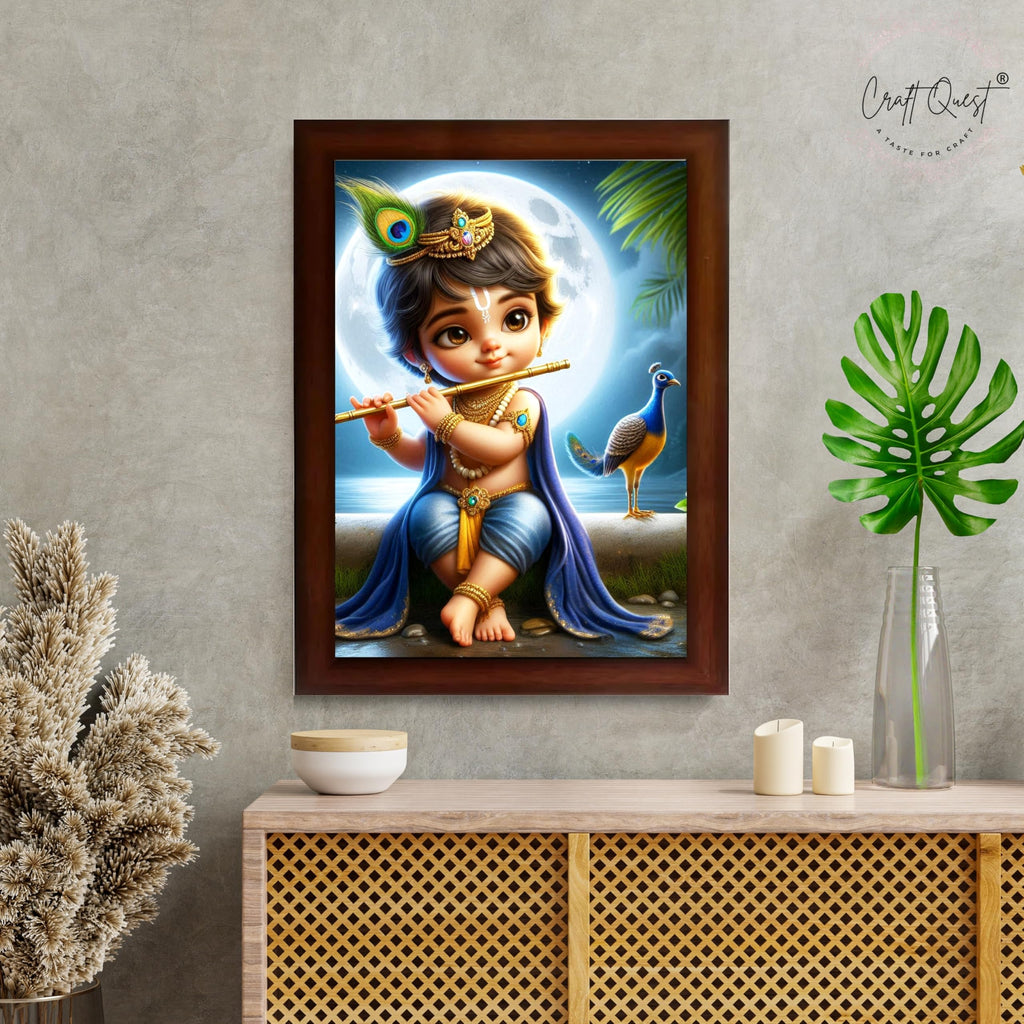 CRAFT QUEST Bal Gopal Painting | Mohan Murari Kanha Ji Poster | Walls Home Bedroom Living Room Decoration Gift.