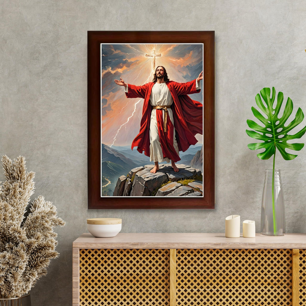CRAFT QUEST Lord Jesus Christ Christmas Wall Artwork Photo Frame Spiritual Christian Wall Décor for Room