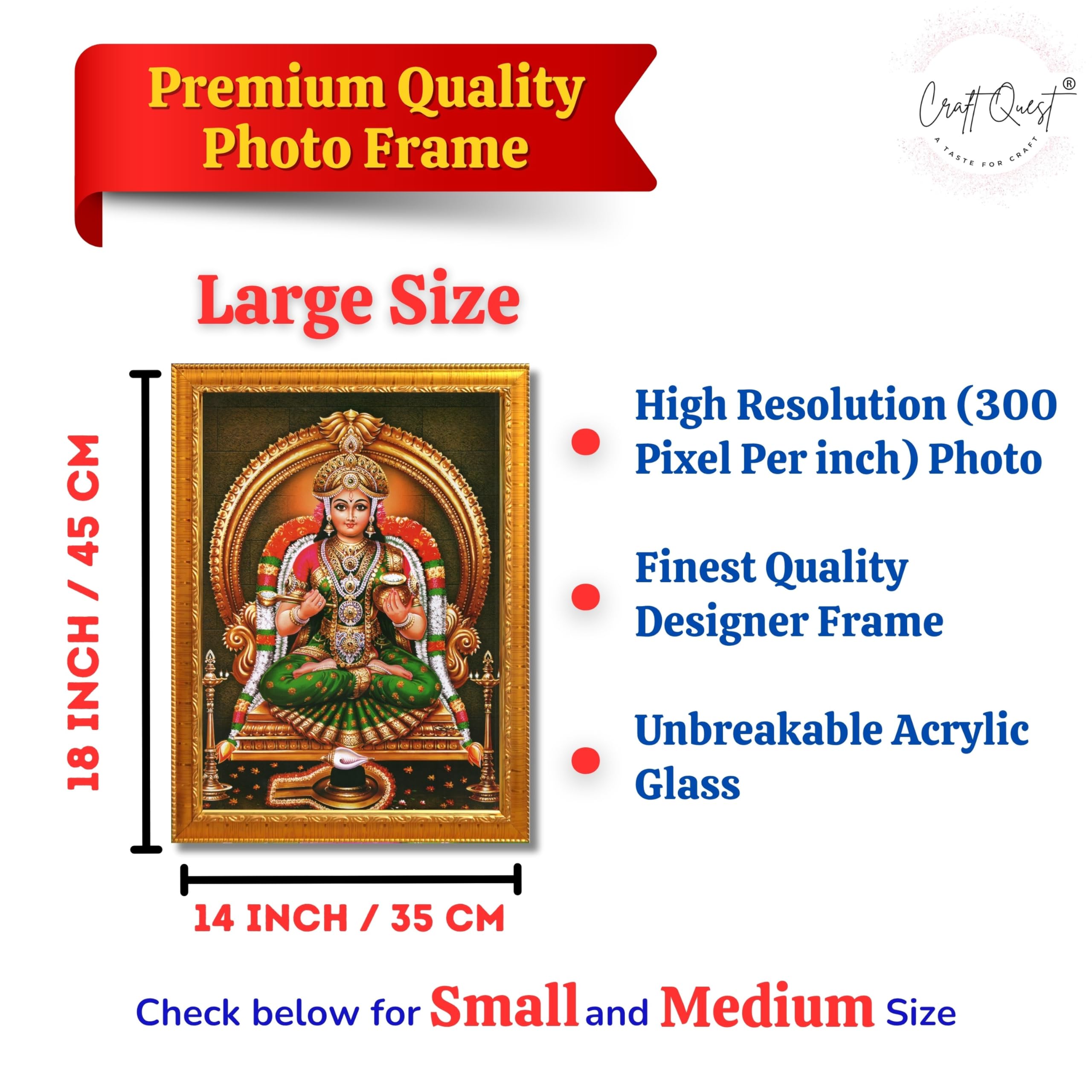 CRAFT QUEST Shiva & Maa Annapurna devi sitting on throne photo frame with Acrylic Glass for Kitchen, Food & Prosperity Blessing Hindu