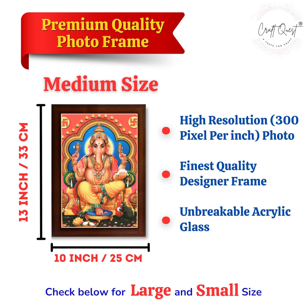 CRAFT QUEST Lord Ganpati Modern Wall Art Painting With Frame, Home and Office Decor
