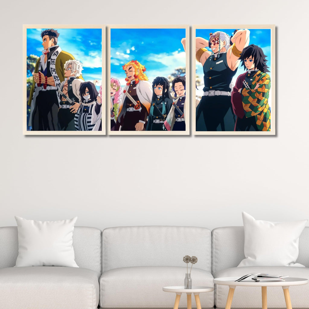 VENUXE ARTS Set Of 3 Anime Characters Wall Framed |Anime Characters Framed Poster for Living Room Bedroom Gaming Room Studio Wall Decor