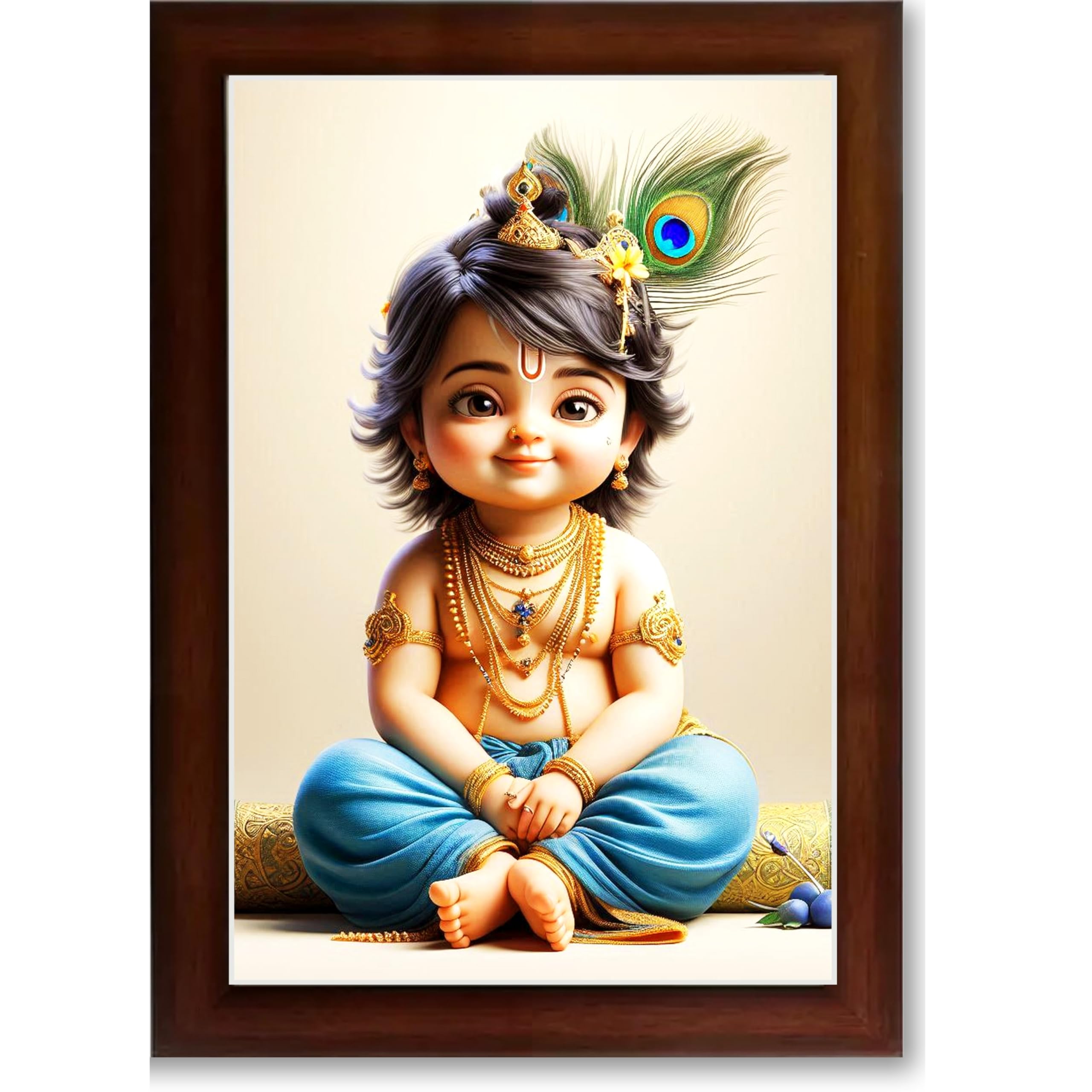 CRAFT QUEST Bal Gopal Painting | Krishna Photo Frames for Walls, Home, Bedroom, Living Room and Home Decor Item