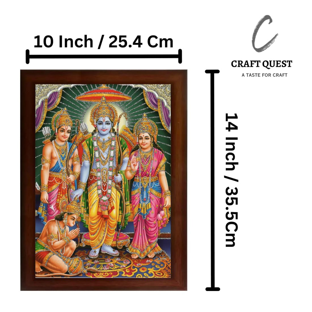 CRAFT QUEST Ram Darbar Sparkle Coated Framed, Home Decorative Gift Item Painting (14 X 10 Inches, Multicolour,Religious) RD1013-513