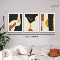 CRAFT QUEST Wall Art Decor Paintings | Set of 3 Abstract Wall Art Frames for Home Decoration | Ideal for Living Room, Bedroom & Office