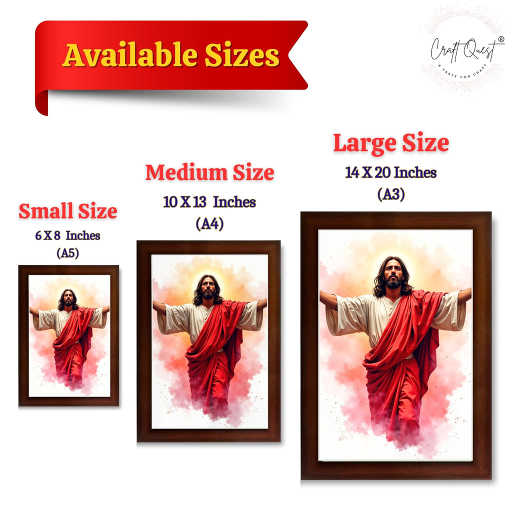 CRAFT QUEST Jesus Christ Photo with Frame, Photo Frame, Jesus Painting, Christian Wall Frames