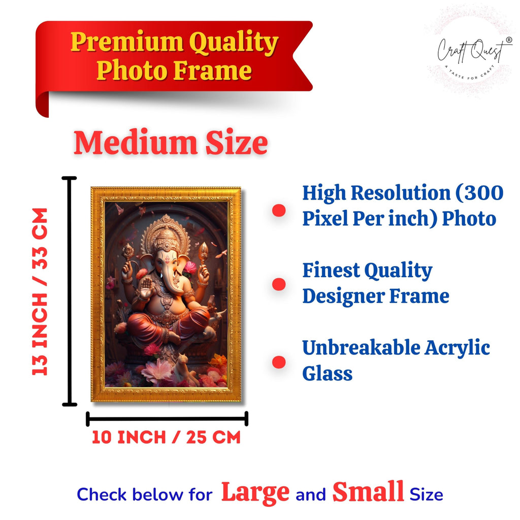 CRAFT QUEST Lord Ganesha Ganesh Ganpati Ganapathi Hanging Wall Painting Framed For Home Décor