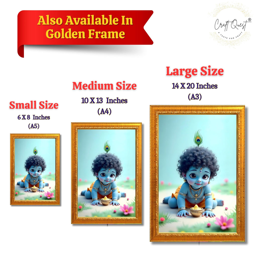 CRAFT QUEST Bal Gopal Painting | Krishna Photo Frames for Walls, Home, Bedroom, Living Room and Home Decor