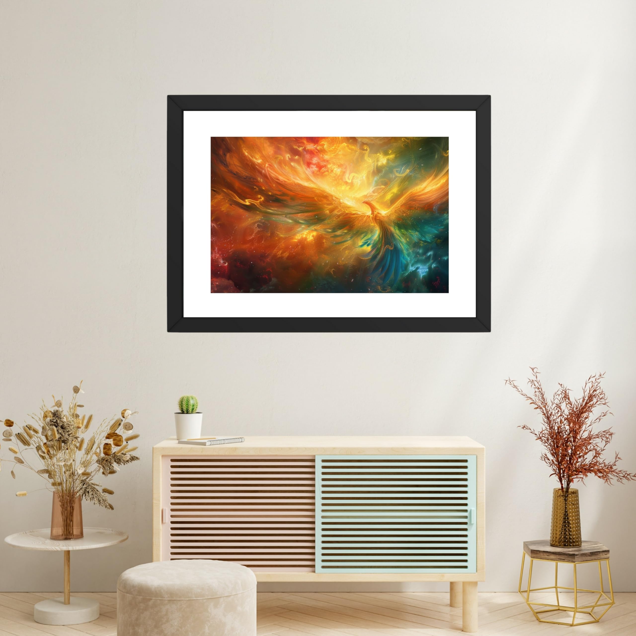 CRAFT QUEST Phoenix Bird Painting – Rising Phoenix Vastu Wall Art – Wall Decoration – Positive Energy Painting for Success, Growth & Spiritual Inspiration
