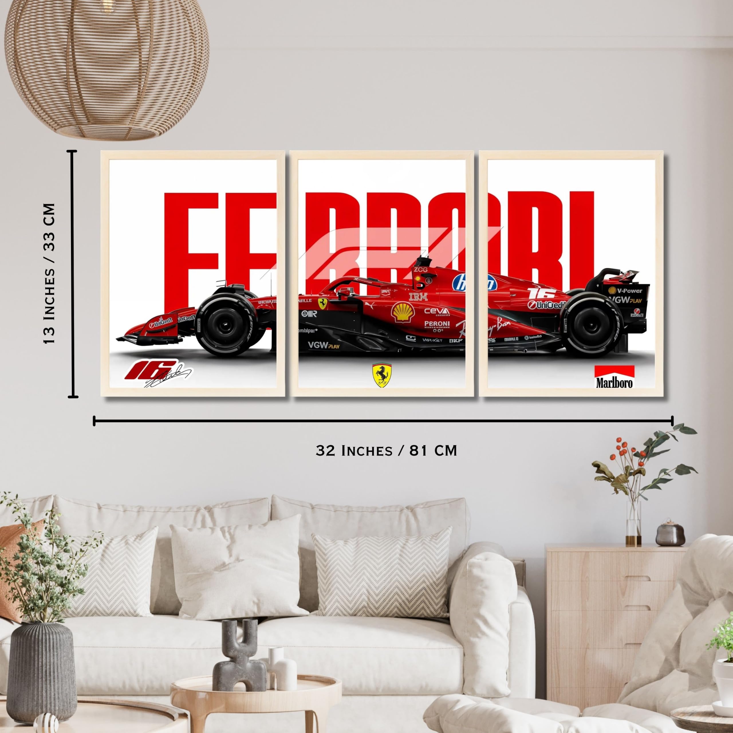 VENUXE ARTS Set Of 3 Big Sports Cars Framed Posters Gift Items for Boys Room Wall Decoration Bedroom Living Room Office Studio Décor | Car Poster Frame for Wall Décor